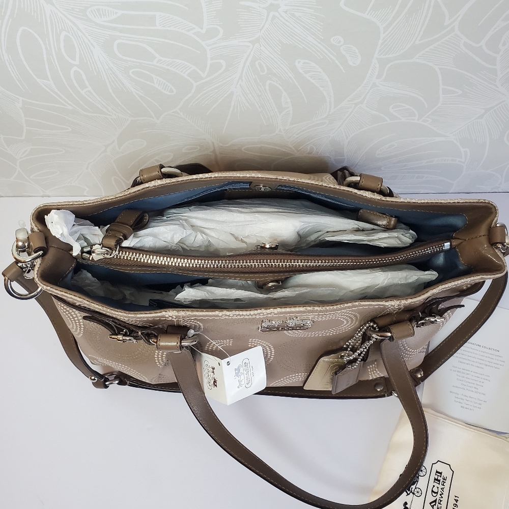 NEW Coach Madison Carryall Crossbody Bag In Khaki Mahogany Brown - Picture 7 of 13